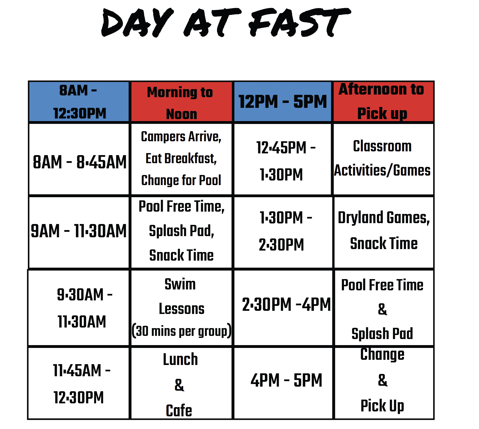 Day at FAST Schedule